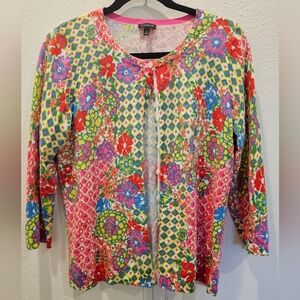 Talbots colorful floral cardigan Size M